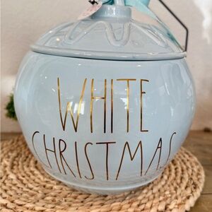 Rae Dunn White Christmas Ceramic Canister Jar Large